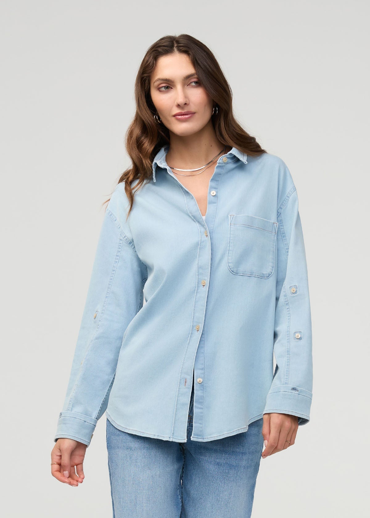 Duer | Performance Denim Lite Relaxed Button Down Bleach