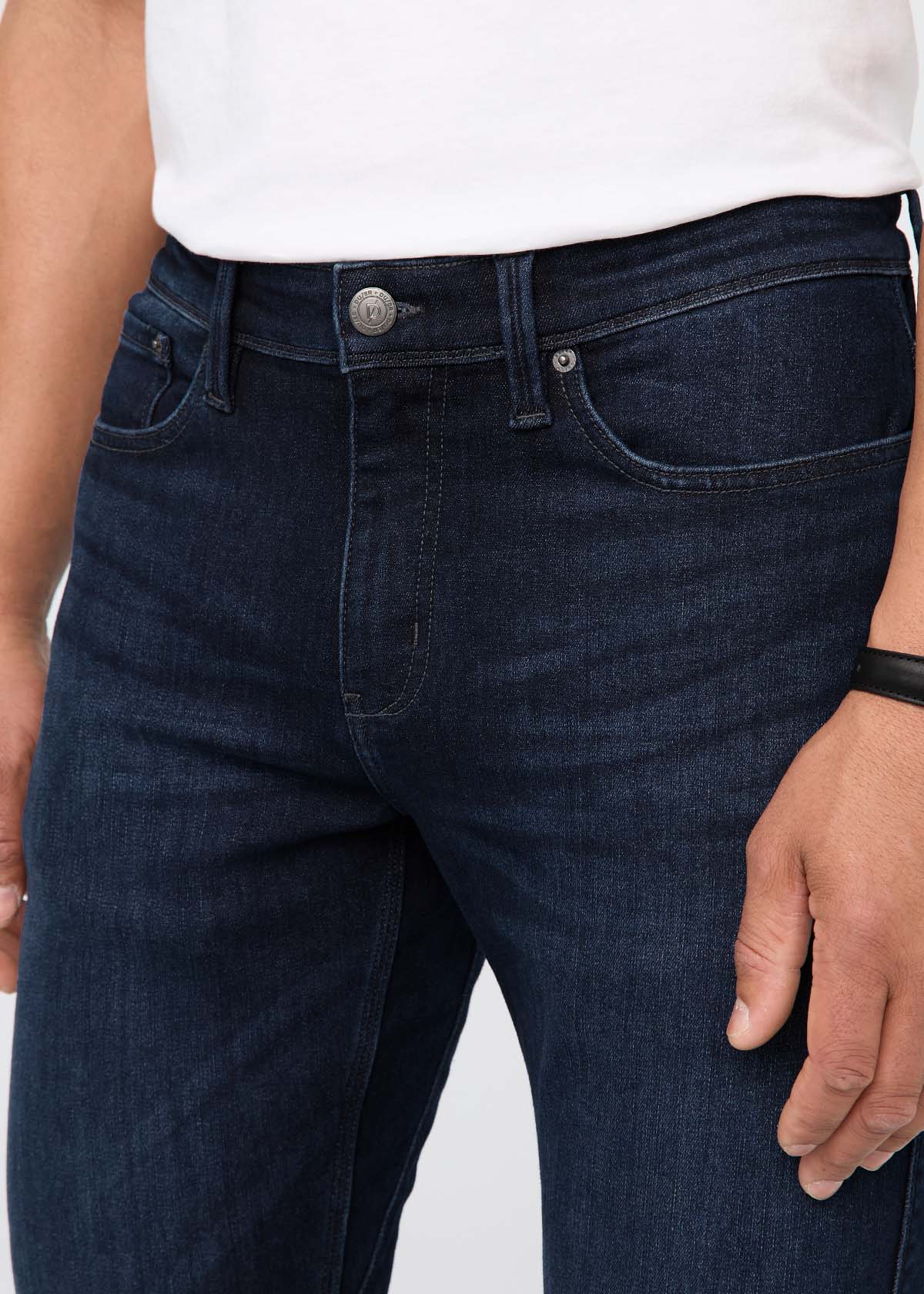 mens fleece lined dark blue denim waist