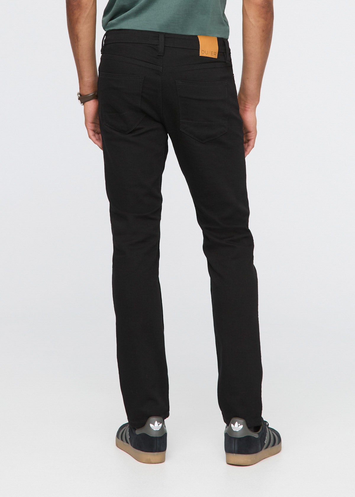 black slim fit stretch jeans back