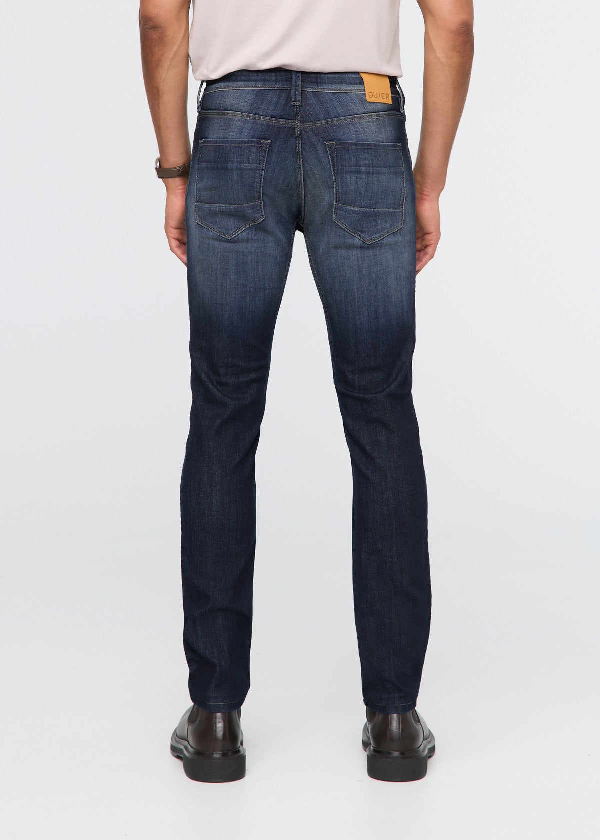 mens nostalgia blue slim fit stretch jeans back