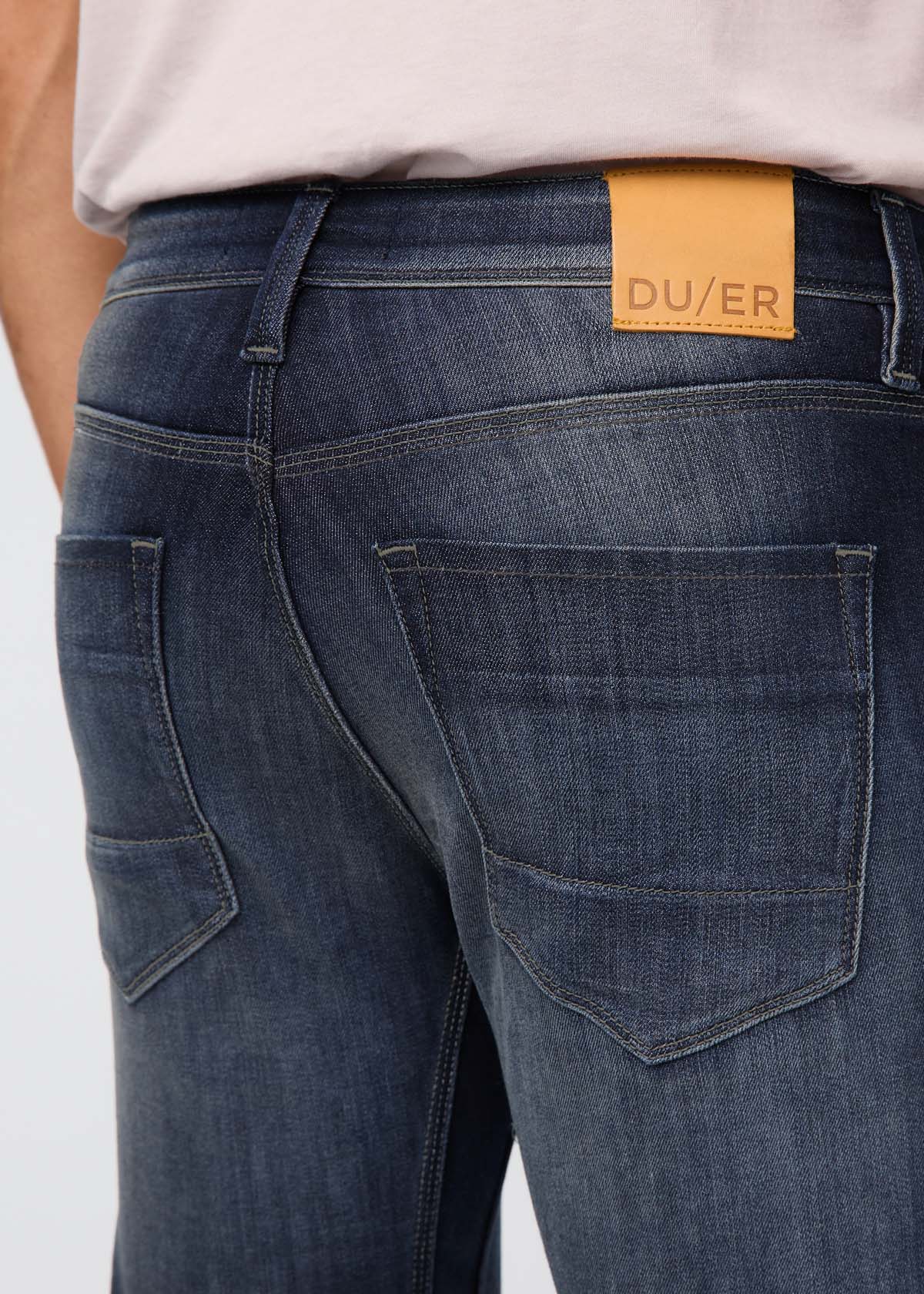 mens nostalgia blue slim fit stretch jeans back waistband, patch and pockets