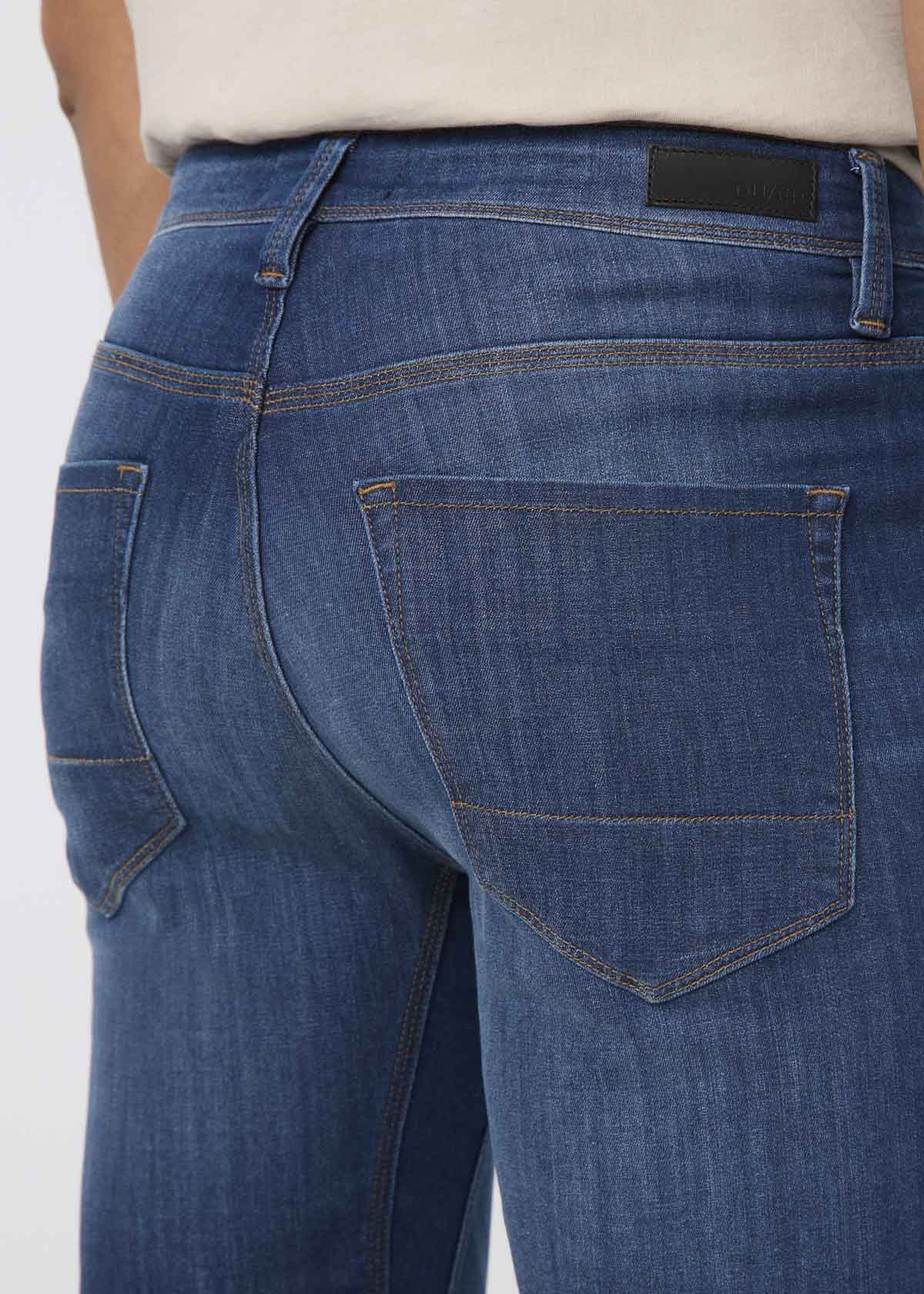 mens performance denim lite slim straight worn in indigo back waistband