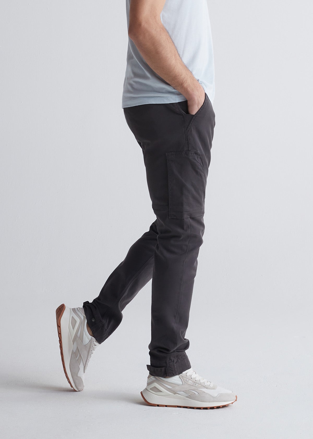 mens grey athletic waterproof pant side