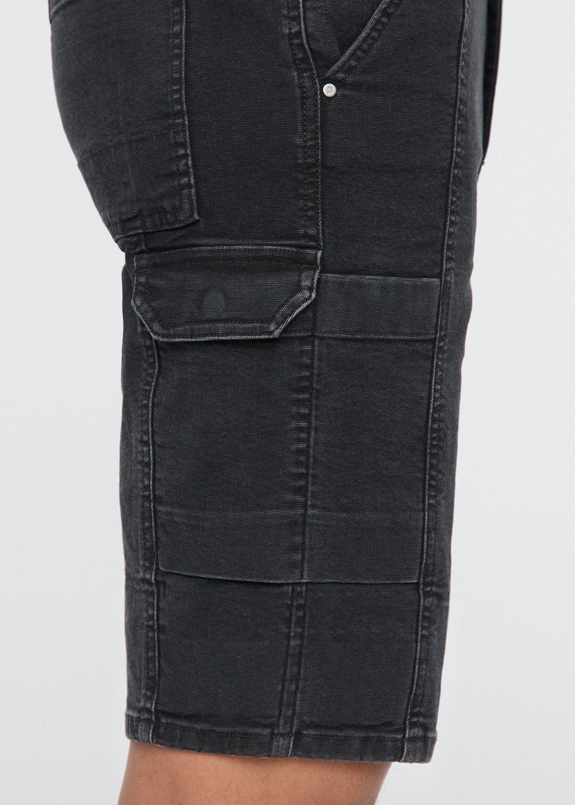 mens black stretch canvas cargo shorts cargo thigh pocket