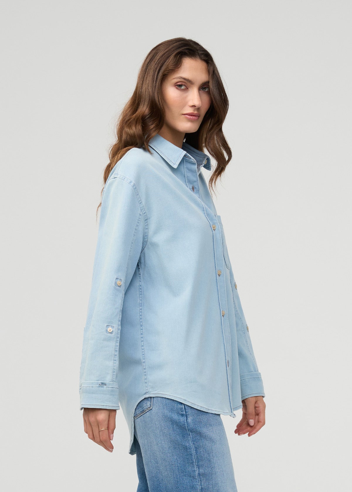 Duer | Performance Denim Lite Relaxed Button Down Bleach