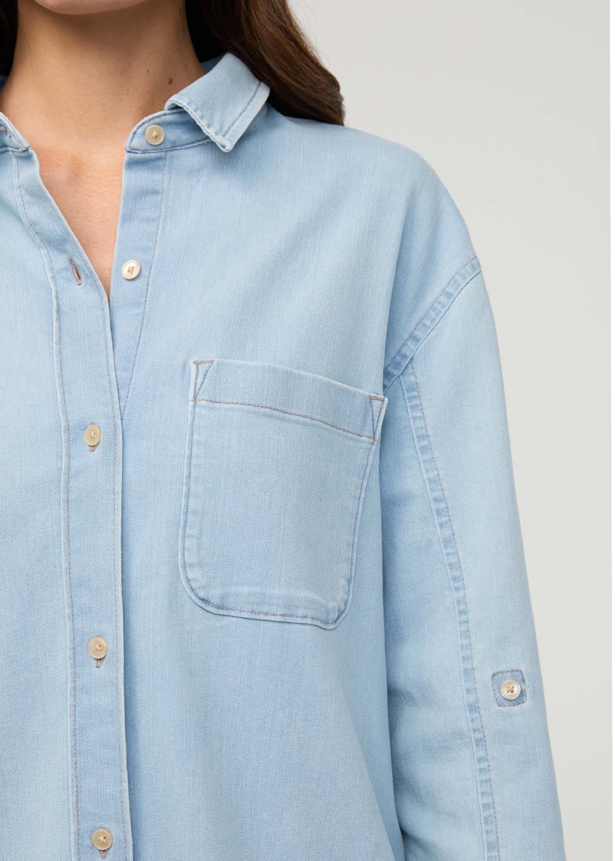 Duer | Performance Denim Lite Relaxed Button Down Bleach
