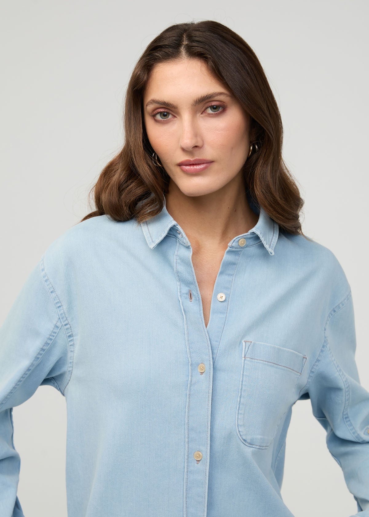 Duer | Performance Denim Lite Relaxed Button Down Bleach