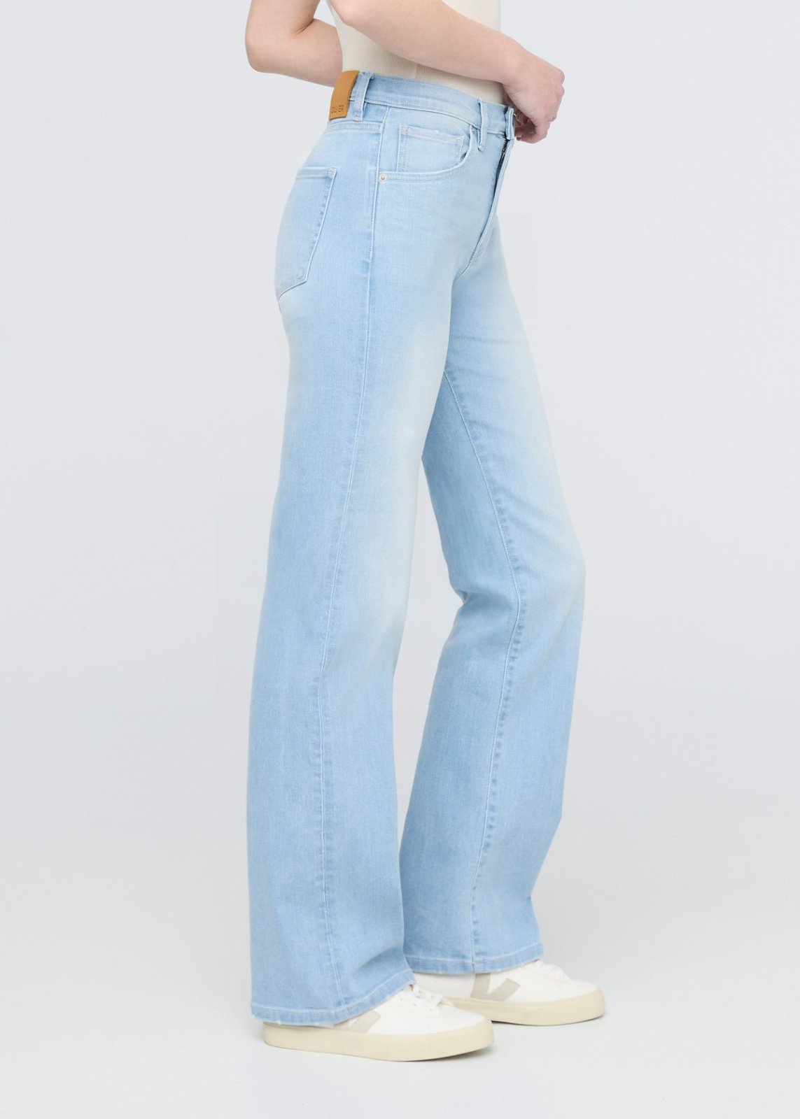 womens sun faded blue high rise straight jeans side
