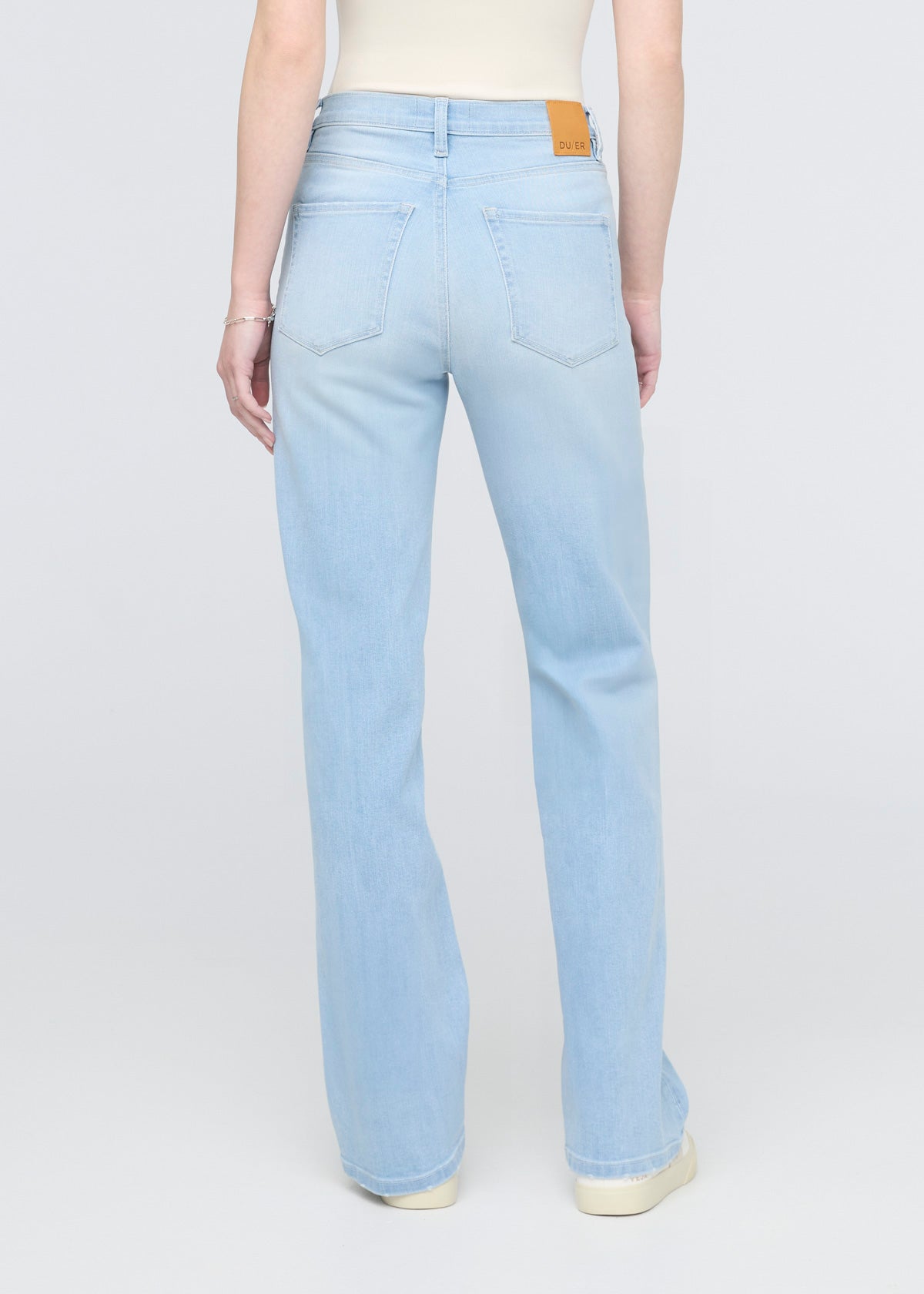 womens sun faded blue high rise straight jeans back