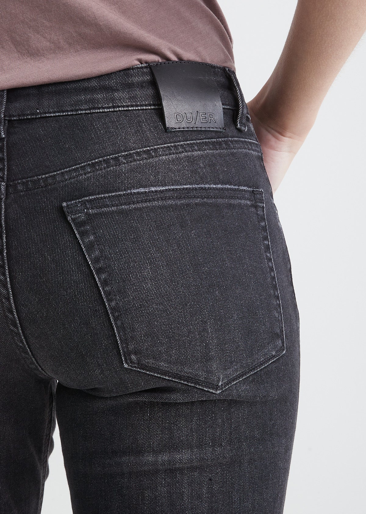 womens relaxed fit vintage black stretch jeans back patch detail