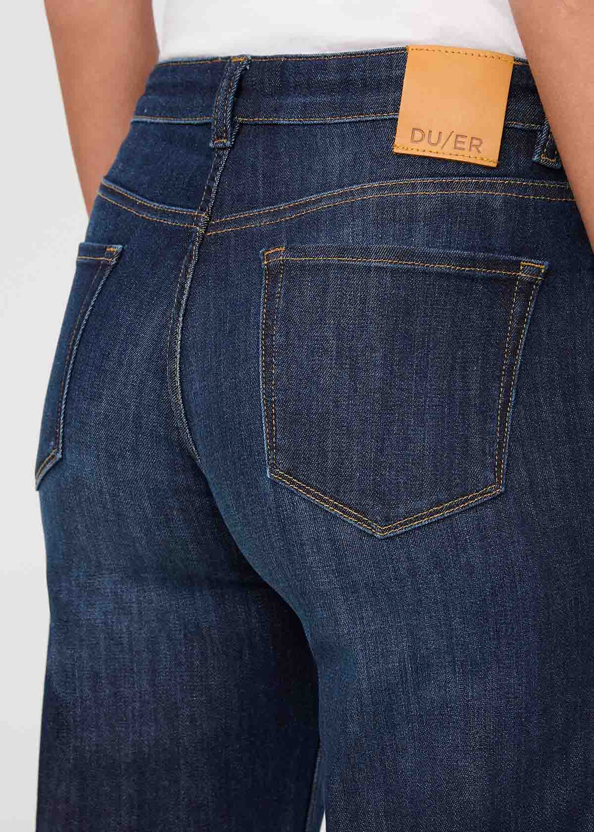 womens marina blue mid rise straight stretch jeans back waistband