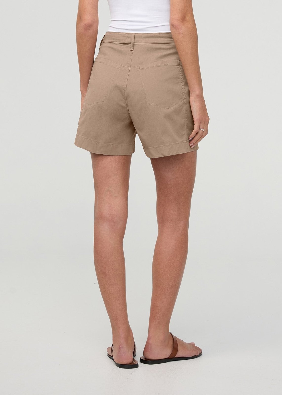 Women's Tan High Rise Stretch Twill Short back