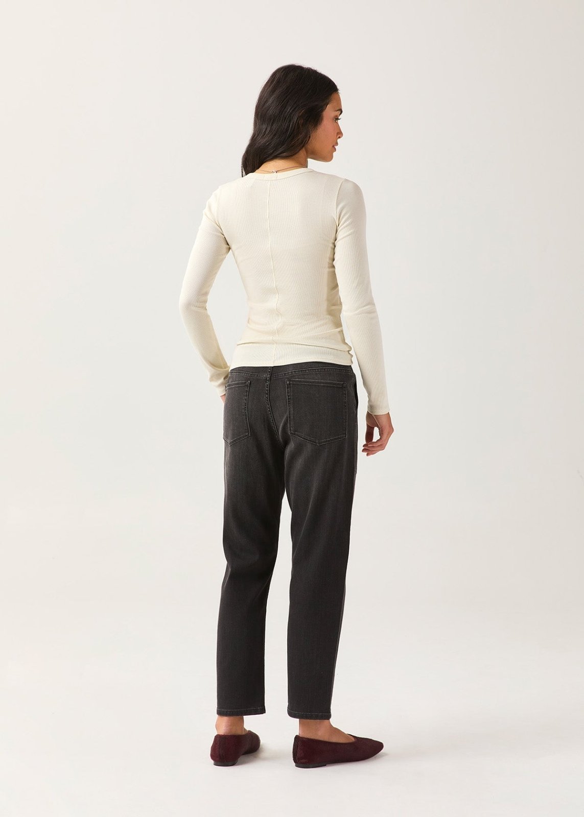 Ribbed Pima Long Sleeve Henley - Ecru | DUER