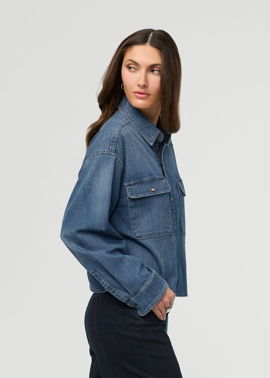 Performance Denim Lite Boxy Shirt - Mesa | DUER