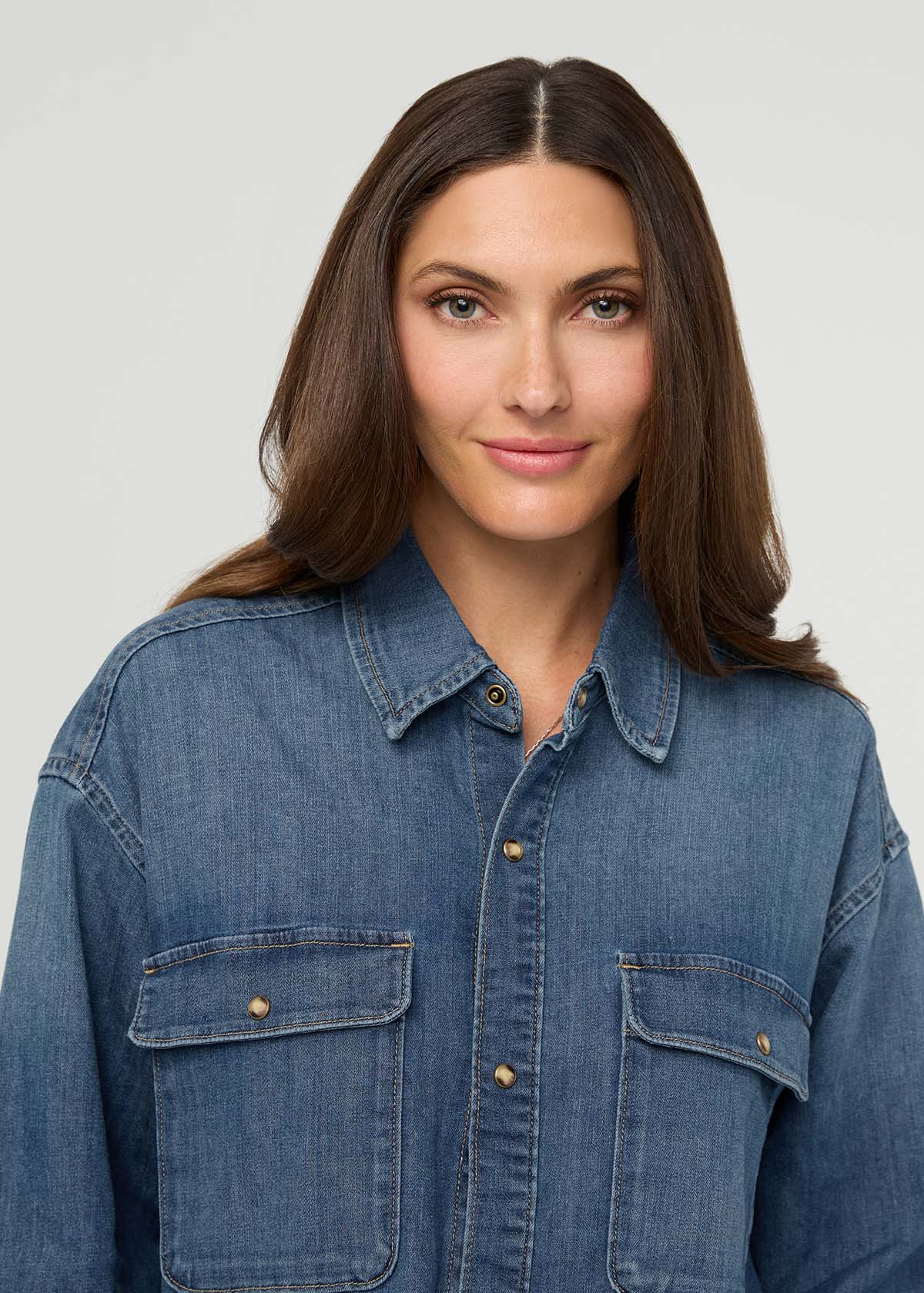 Performance Denim Lite Boxy Shirt - Mesa | DUER