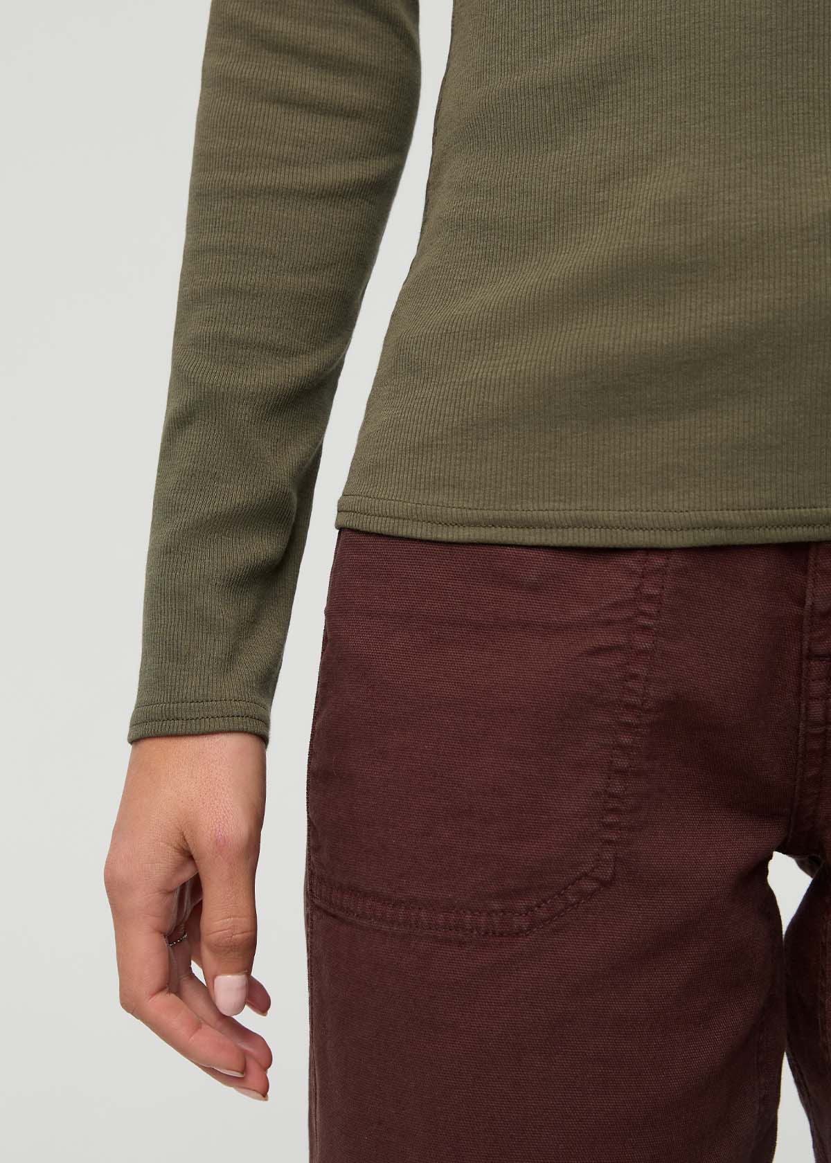 Ribbed Pima Long Sleeve Henley - Kelp | DUER